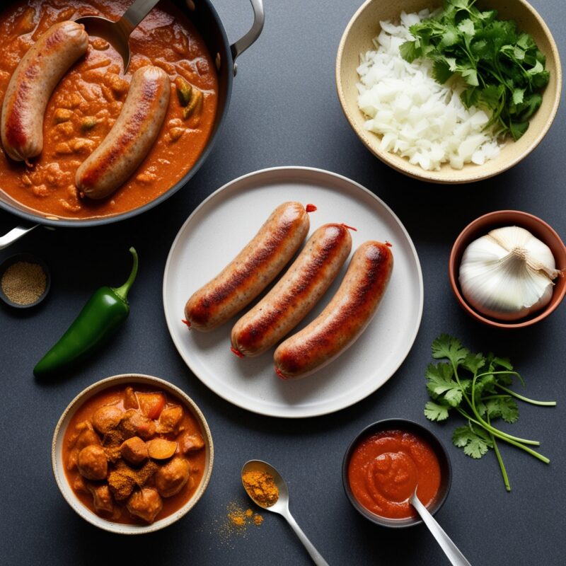 Curried Sausages with Tikka Masala Sauce with Added Bone Broth